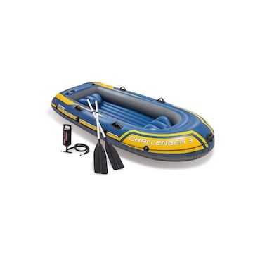 Intex Challenger 3 Inflatable Raft Boat Set with Pump and Oars