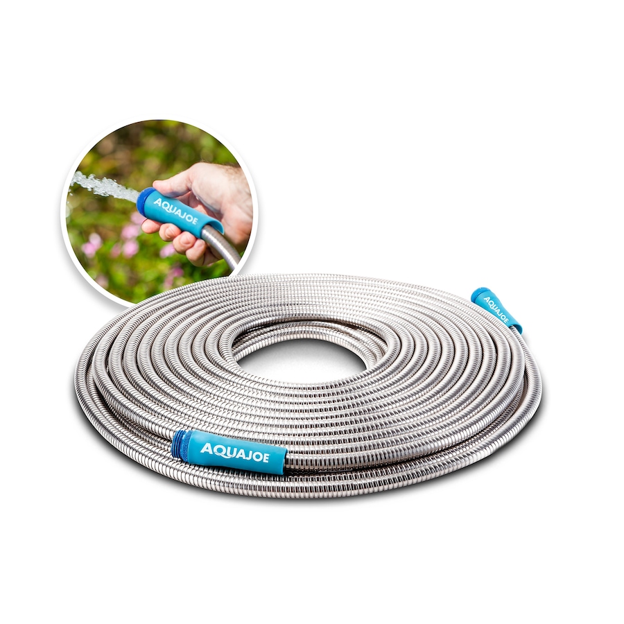 Image 754346.jpg, Product 754-346 / Price $89.99, Aqua Joe 50' Heavy-Duty Spiral Constructed Stainless Steel Metal Garden Hose from Snow Joe & Sun Joe on TSC.ca's Home & Garden department