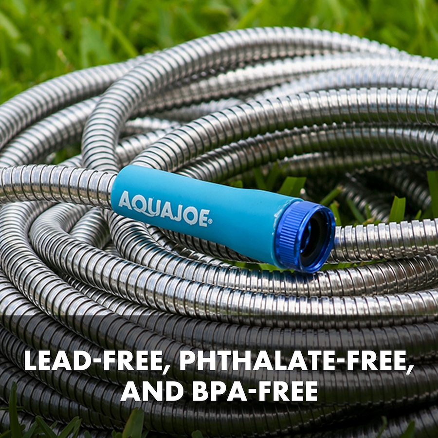 Image 754346_ALTMORE1.jpg, Product 754-346 / Price $89.99, Aqua Joe 50' Heavy-Duty Spiral Constructed Stainless Steel Metal Garden Hose from Snow Joe & Sun Joe on TSC.ca's Home & Garden department