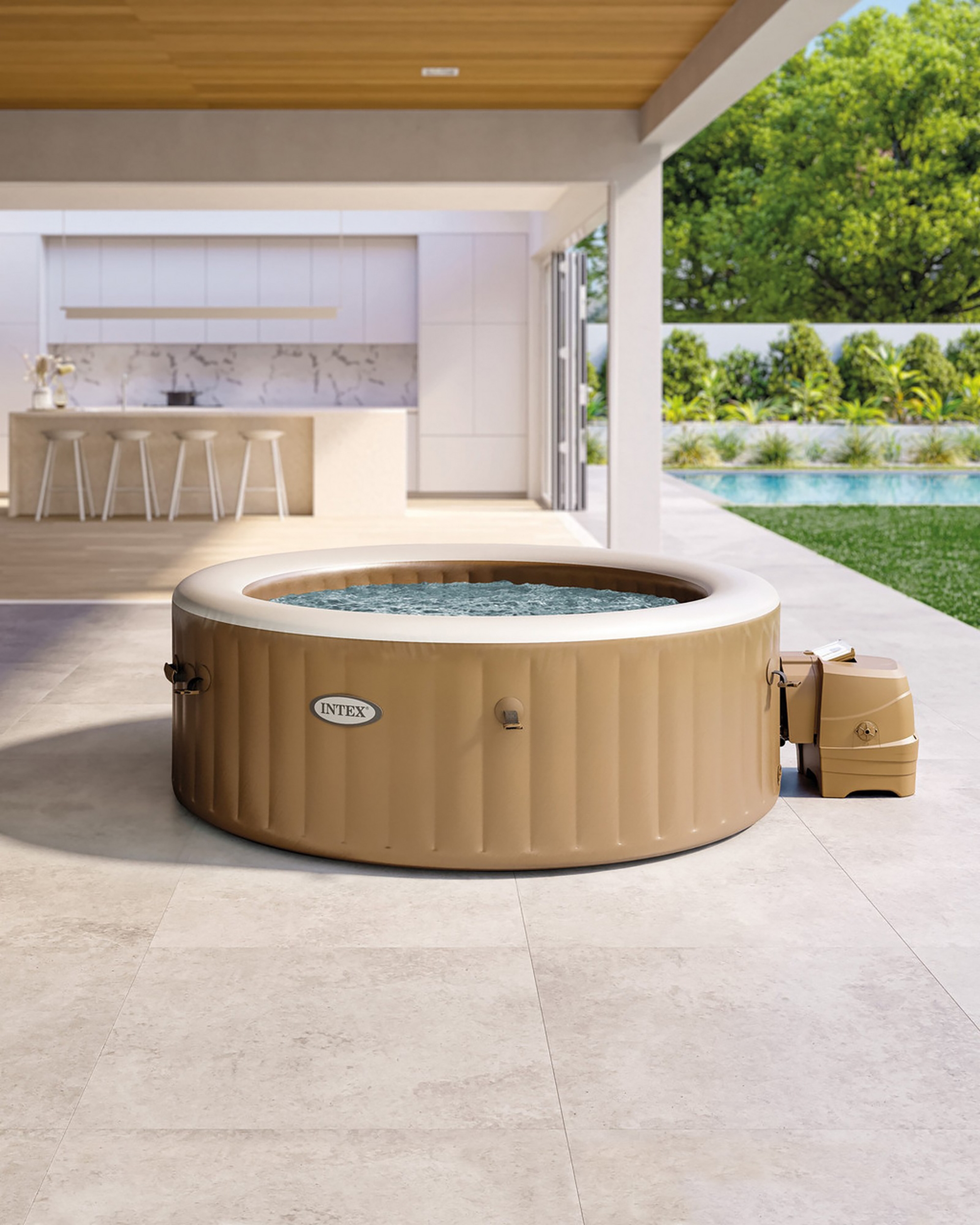 Intex 4-Person Sahara Tan Round Bubble Spa Set - TSC.ca