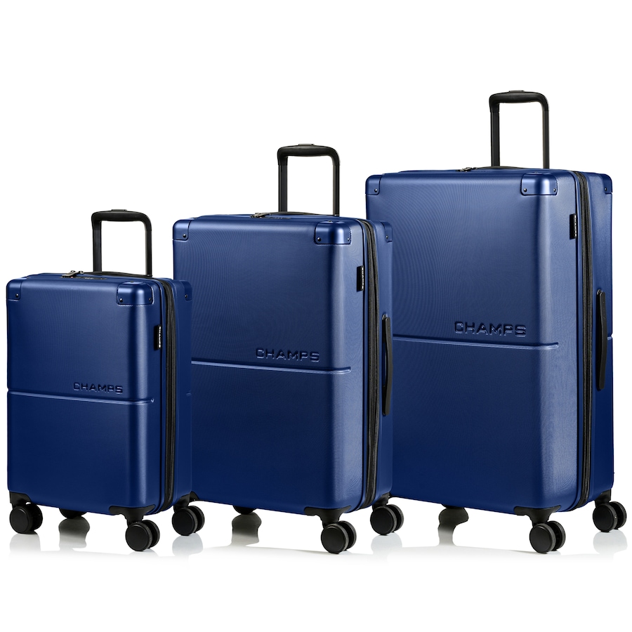 Image 754576_NVY.jpg, Product 754-576 / Price $349.99, Champs Luggage Earth Collection - 3-Piece Hard Side Spinner Expandable Luggage Set from Champs on TSC.ca's Home & Garden department