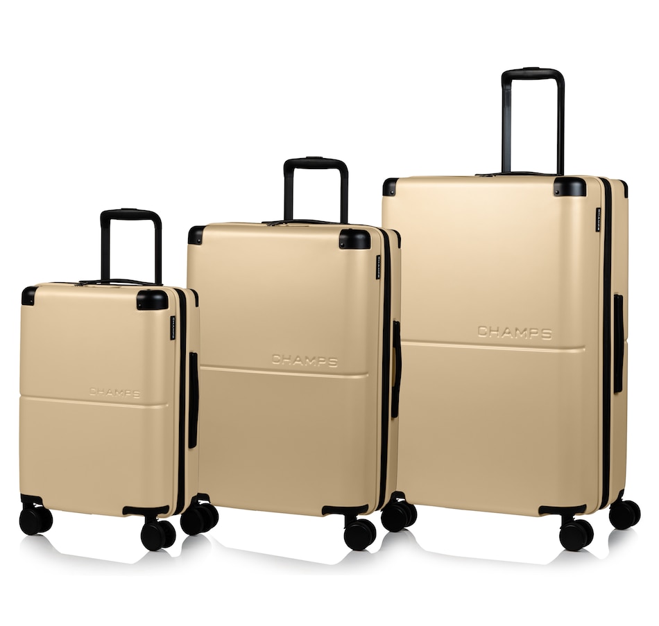 Image 754576_SAN.jpg, Product 754-576 / Price $349.99, Champs Luggage Earth Collection - 3-Piece Hard Side Spinner Expandable Luggage Set from Champs on TSC.ca's Home & Garden department