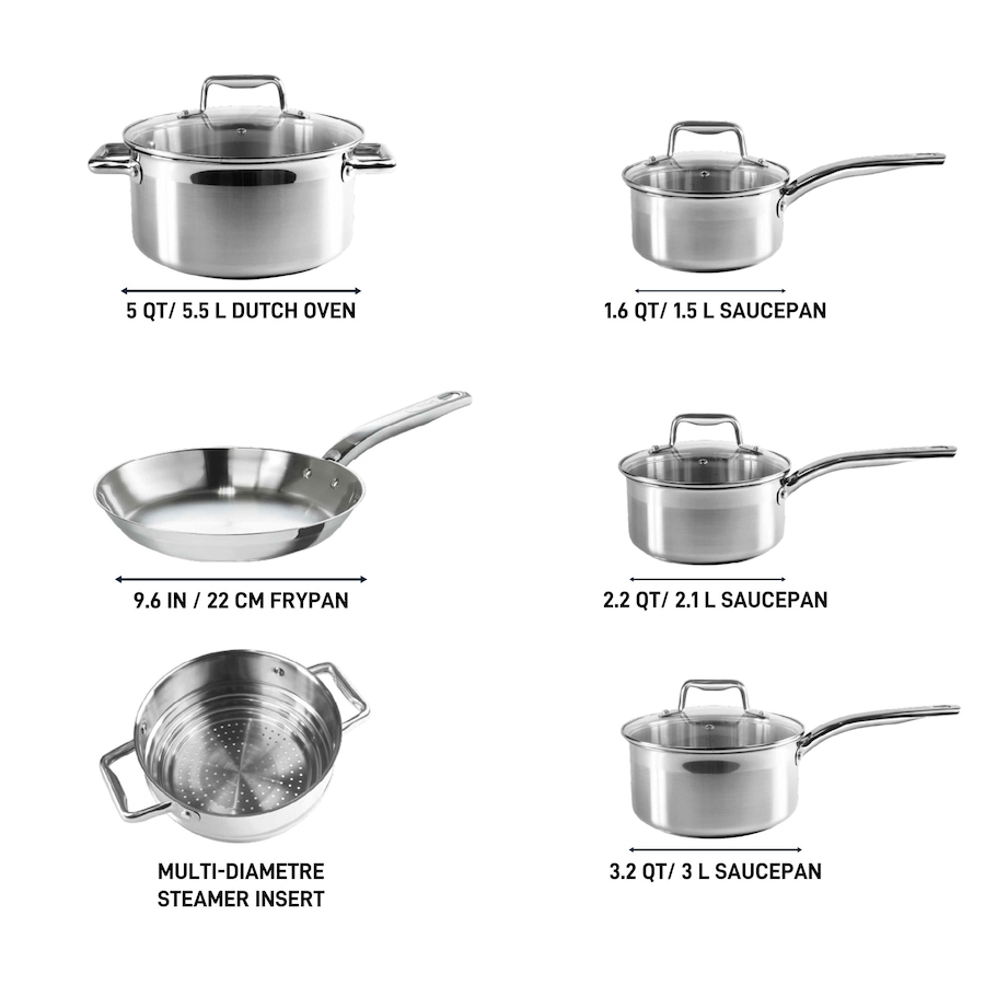 Image 754609_ALTMORE1.jpg, Product 754-609 / Price $169.99, T-fal Stainless Steel 10-Piece Cookware Set  from T-Fal on TSC.ca's Kitchen department