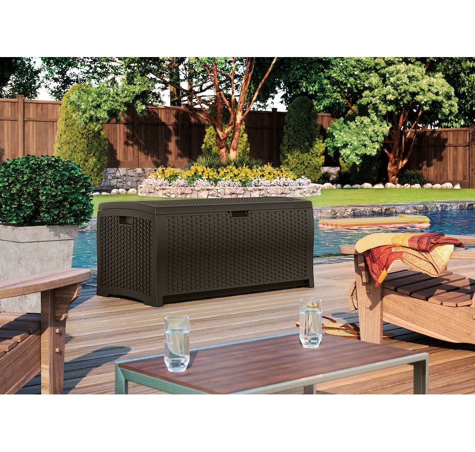 Image 754681_ALTMORE3.jpg, Product 754-681 / Price $219.99, Suncast 73-Gallon Resin Wicker Deck Box (java) from Suncast on TSC.ca's Home & Garden department