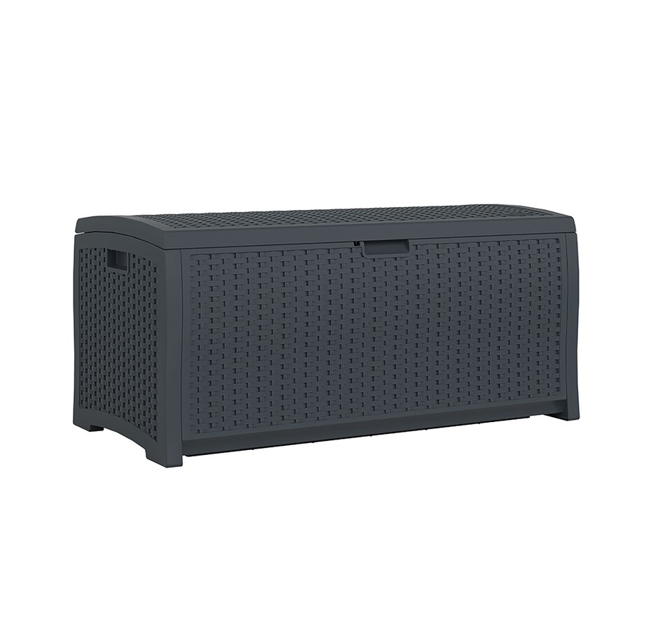 Image 754682.jpg, Product 754-682 / Price $219.99, Suncast 73-Gallon Resin Wicker Deck Box (cyberspace) from Suncast on TSC.ca's Home & Garden department
