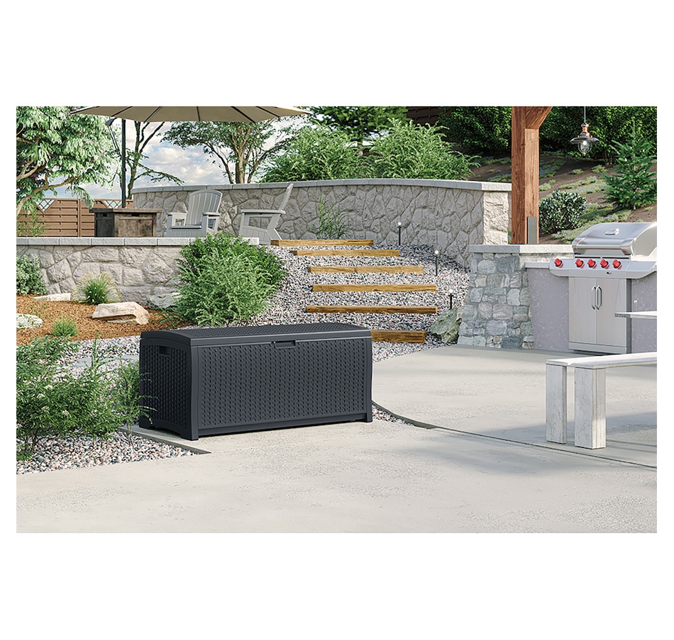 Image 754682_ALTMORE1.jpg, Product 754-682 / Price $219.99, Suncast 73-Gallon Resin Wicker Deck Box (cyberspace) from Suncast on TSC.ca's Home & Garden department