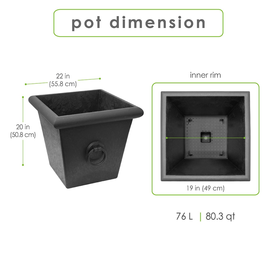 Image 754827_ALTMORE4.jpg, Product 754-827 / Price $119.99, Tierra Verde Piazza Large Square Statement Recycled Materials Self-Watering Indoor/Outdoor Planter Pot from Tierra Verde on TSC.ca's Home & Garden department