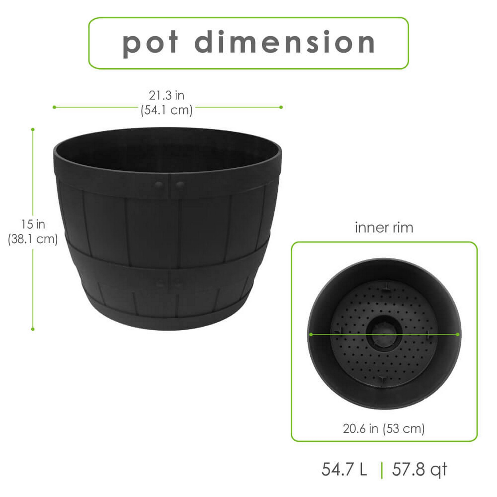 Tierra Verde Whiskey Barrel Indoor/Outdoor Self-Watering Large