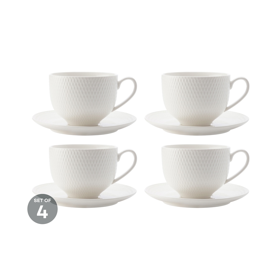 Image 754893.jpg, Product 754-893 / Price $43.96, Maxwell & Williams Cup and Saucer Diamond Round, 220 ml (pack of 4) from Maxwell & Williams on TSC.ca's Kitchen department