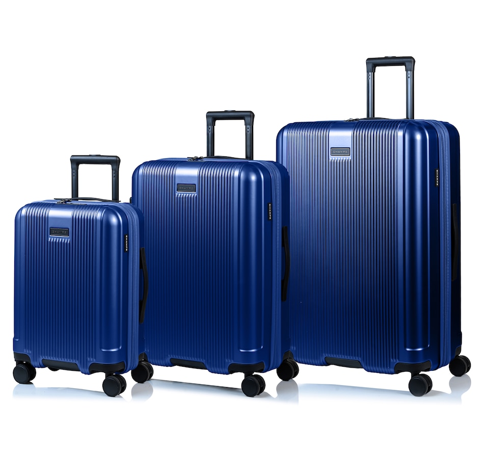 Image 755000_NVY.jpg, Product 755-000 / Price $329.99, Champs Luggage Marquis Collection Three-Piece Hard Side Spinner Expandable Luggage Set from Champs on TSC.ca's Home & Garden department