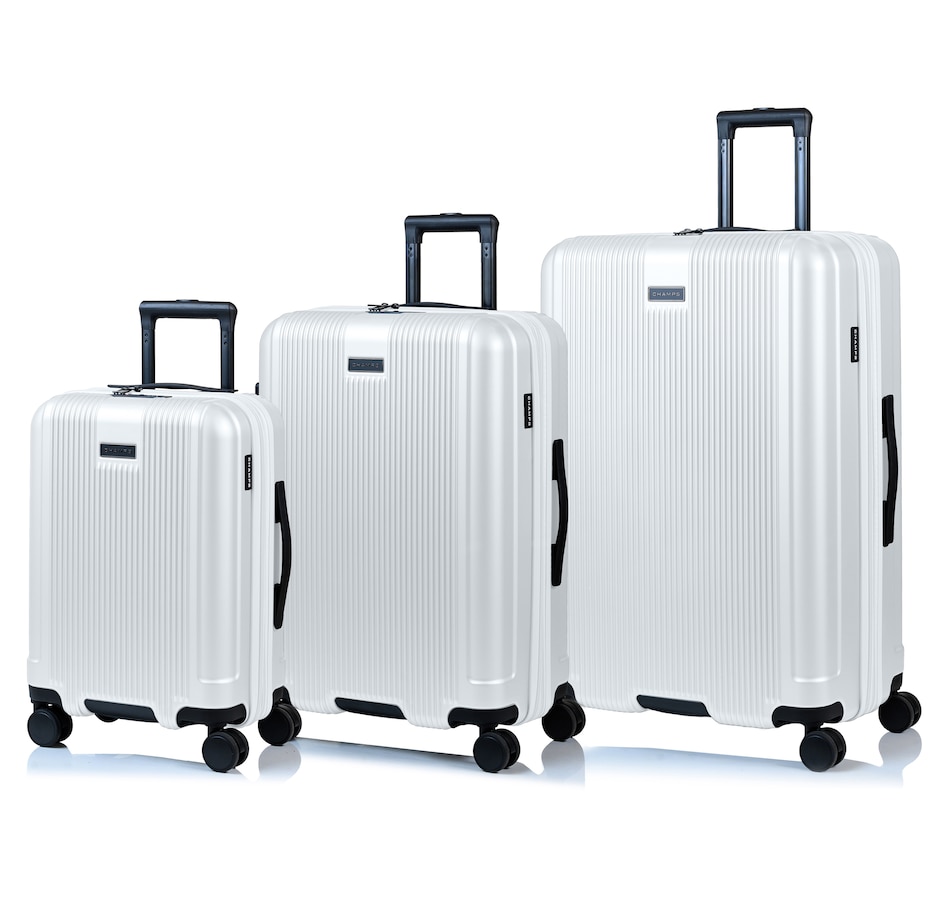 Image 755000_WHT.jpg, Product 755-000 / Price $329.99, Champs Luggage Marquis Collection Three-Piece Hard Side Spinner Expandable Luggage Set from Champs on TSC.ca's Home & Garden department