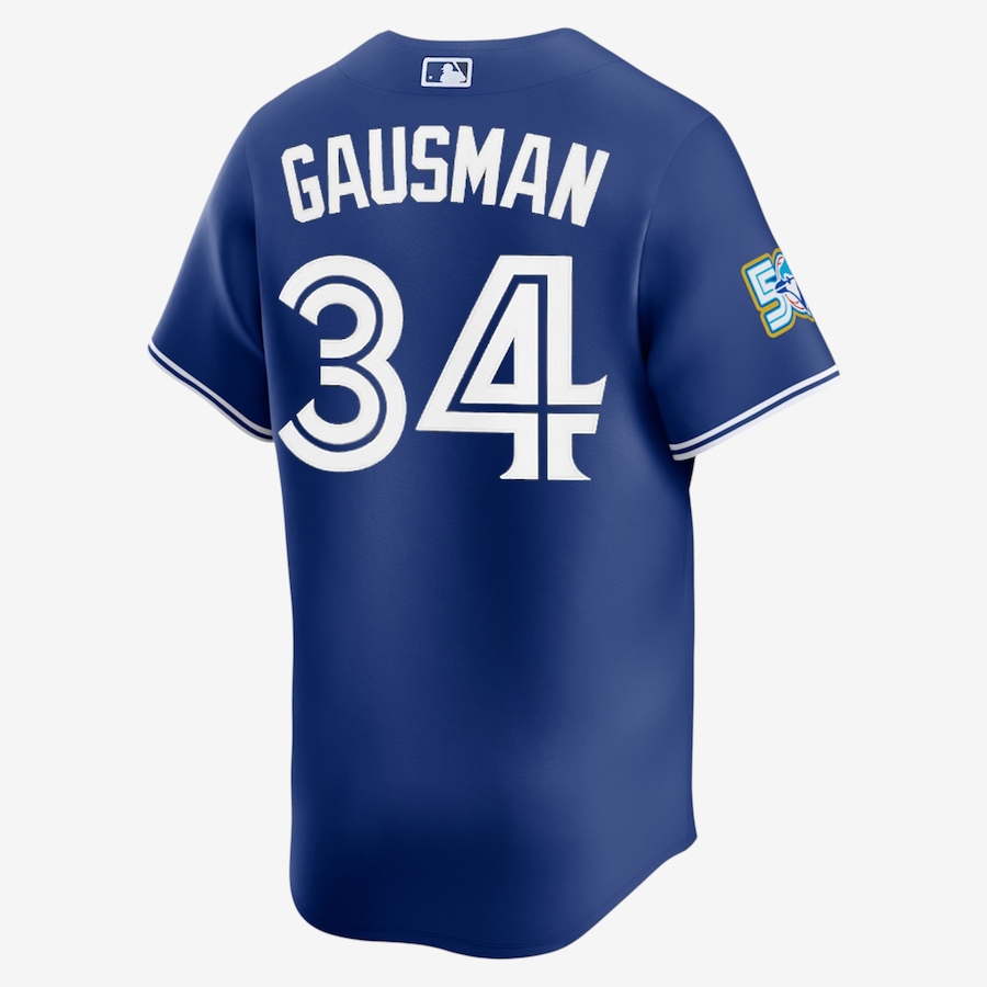 Image 755191_ALTMORE1.jpg, Product 755-191 / Price $329.99, Men's Toronto Blue Jays Nike 50th Anniversary Kevin Gausman Alternate Replica Jersey (royal) from Nike on TSC.ca's Sports department