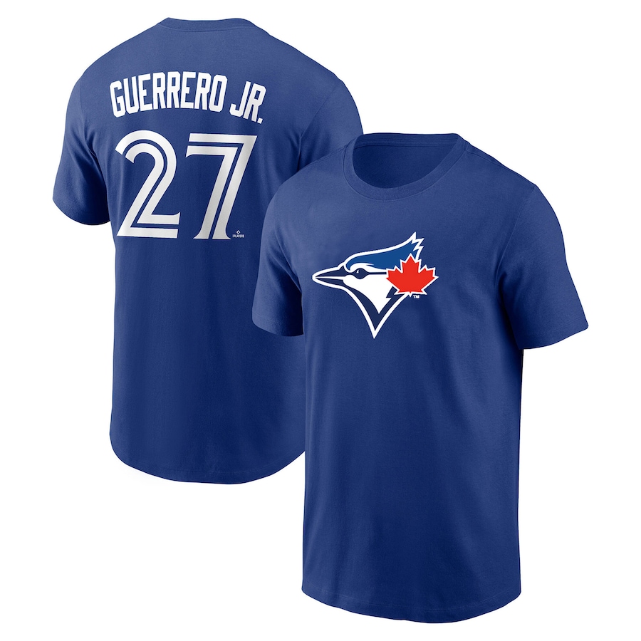 Image 755200.jpg, Product 755-200 / Price $59.99, Men's Toronto Blue Jays Vladimir Guerrero Jr. Royal Home Name and Number T-Shirt from New Era on TSC.ca's Sports department