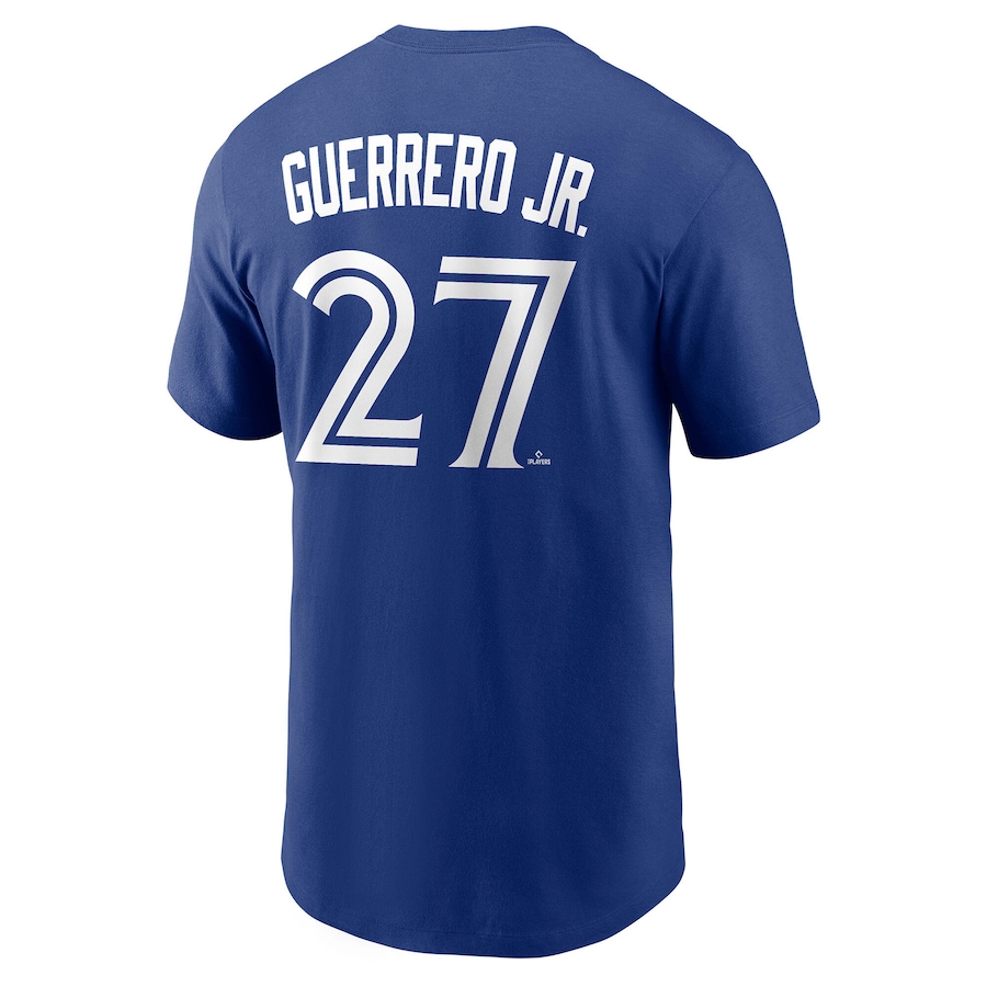 Image 755200_ALTMORE1.jpg, Product 755-200 / Price $59.99, Men's Toronto Blue Jays Vladimir Guerrero Jr. Royal Home Name and Number T-Shirt from New Era on TSC.ca's Sports department