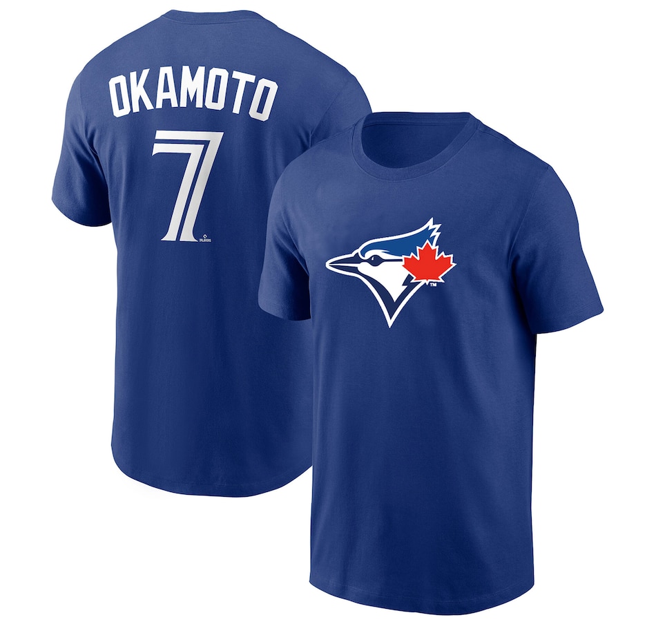 Image 755201.jpg, Product 755-201 / Price $59.99, Men's Toronto Blue Jays Kazuma Okamoto Royal Home Name and Number T-Shirt from New Era on TSC.ca's Sports department