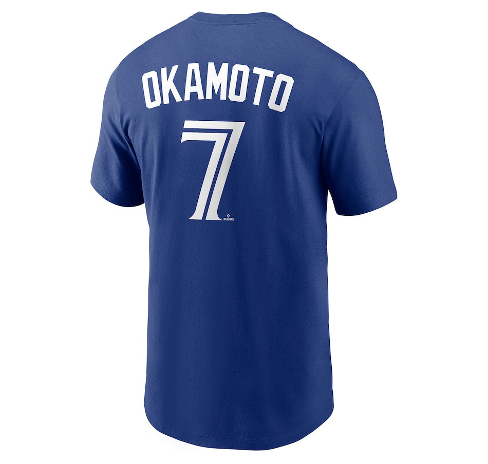 Image 755201_ALTMORE1.jpg, Product 755-201 / Price $59.99, Men's Toronto Blue Jays Kazuma Okamoto Royal Home Name and Number T-Shirt from New Era on TSC.ca's Sports department