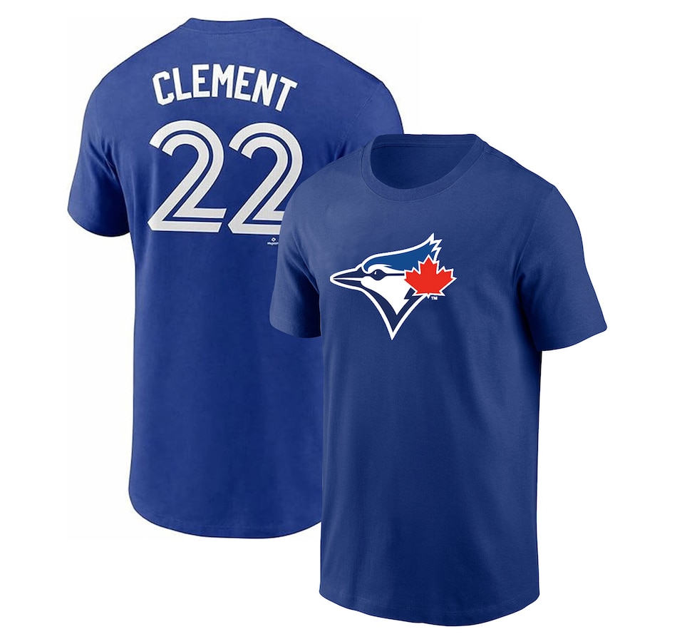 Image 755206.jpg, Product 755-206 / Price $59.99, Men's Toronto Blue Jays Ernie Clement Royal Home Name and Number T-Shirt from New Era on TSC.ca's Sports department