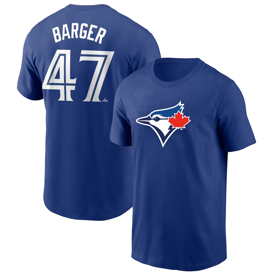 Image 755207.jpg, Product 755-207 / Price $59.99, Men's Toronto Blue Jays Addison Barger Royal Home Name and Number T-Shirt from New Era on TSC.ca's Sports department