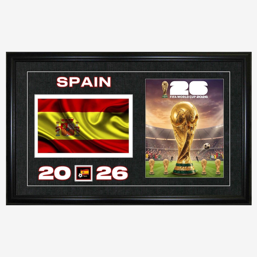 Image 755256.jpg, Product 755-256 / Price $79.99, Team Spain 15" x 24" Frame 2026 Officially Licenced FIFA World Cup Trophy Trophy Poster with Flag Photo from Frameworth on TSC.ca's Sports department