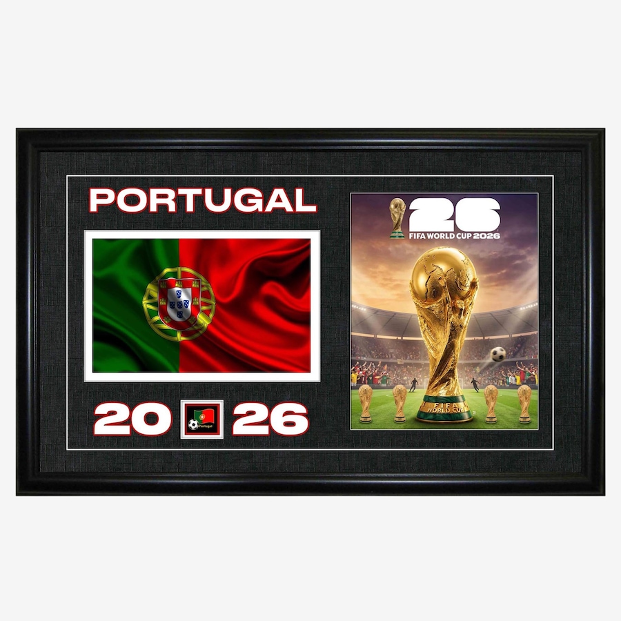 Image 755257.jpg, Product 755-257 / Price $79.99, Team Portugal 15" x 24" Frame 2026 Officially Licenced FIFA World Cup Trophy Trophy Poster with Flag Photo from Frameworth on TSC.ca's Sports department