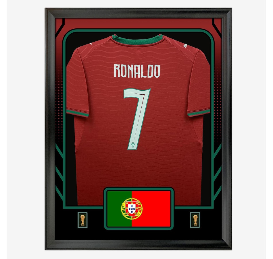 Image 755261.jpg, Product 755-261 / Price $449.99, Cristiano Ronaldo Framed 25.75" x 33.75" 2026 World Cup Portugal Official Home Stadium Replica Puma Jersey from Frameworth on TSC.ca's Sports department