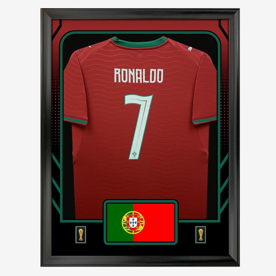 Image 755261.jpg, Product 755-261 / Price $449.99, Cristiano Ronaldo Framed 25.75" x 33.75" 2026 World Cup Portugal Official Home Stadium Replica Puma Jersey from Frameworth on TSC.ca's Sports department