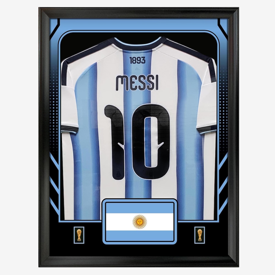 Image 755262.jpg, Product 755-262 / Price $449.99, Lionel Messi Framed 25.75" x 33.75" 2026 World Cup Argentina Official Home Stadium Replica Adidas Jersey from Frameworth on TSC.ca's Sports department