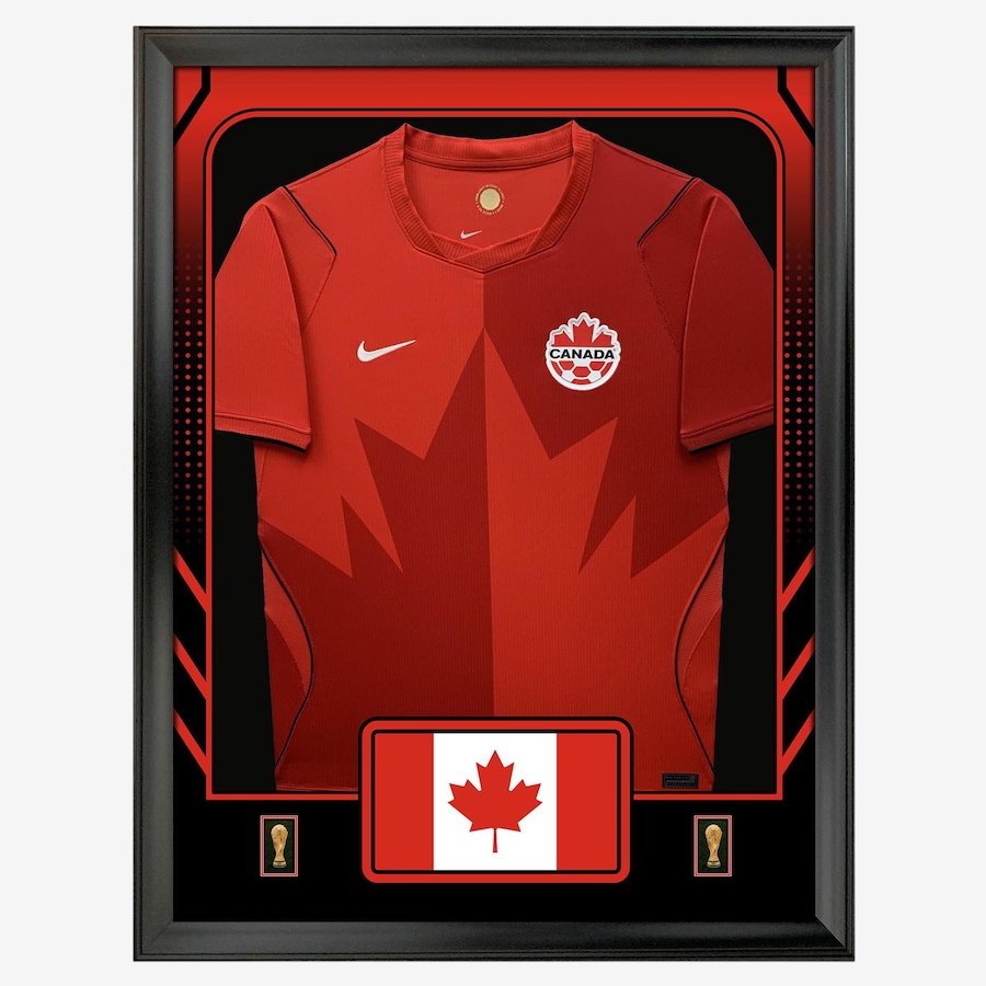 Image 755267.jpg, Product 755-267 / Price $449.99, Team Canada Framed 25.75" x 33.75" 2026 World Cup Official Home Stadium Replica Nike Jersey from Frameworth on TSC.ca's Sports department