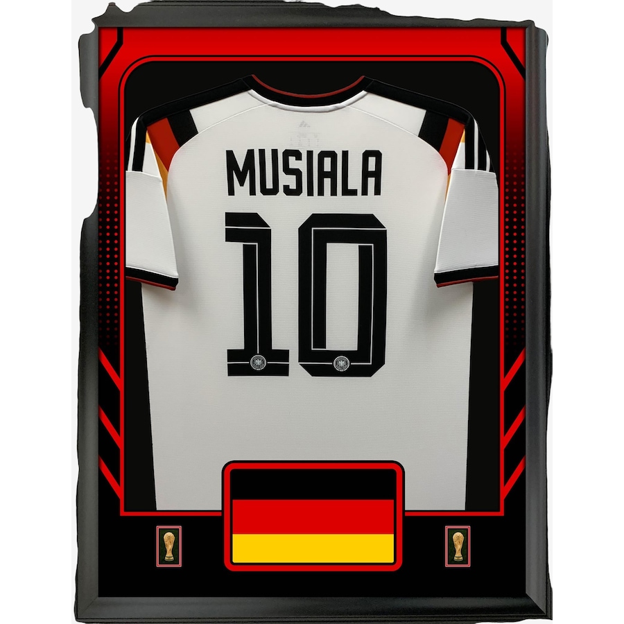 Image 755268.jpg, Product 755-268 / Price $449.99, Jamal Musiala Framed 25.75" x 33.75" 2026 World Cup Germany Official Home Stadium Replica Adidas Jersey from Frameworth on TSC.ca's Sports department