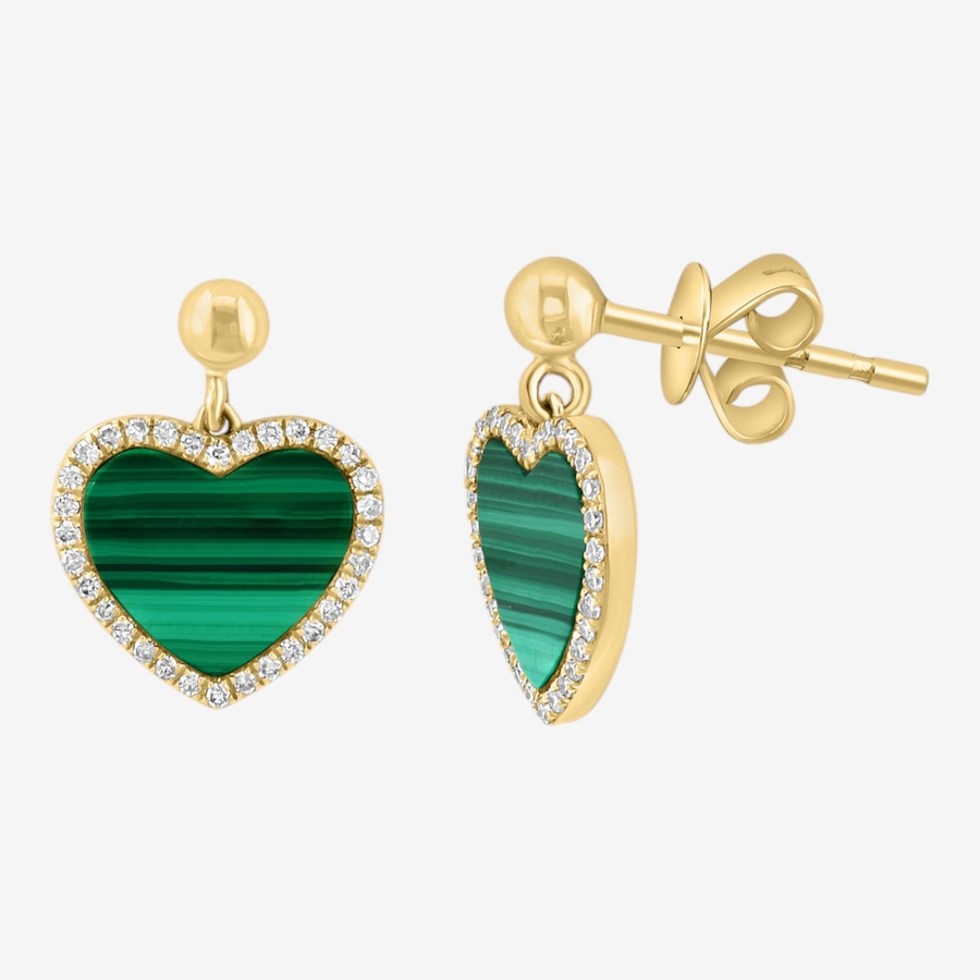 Image 755618.jpg, Product 755-618 / Price $1,549.99, EFFY 14K Yellow Gold Malachite Inlay & Diamond Earrings from Effy Jewellery on TSC.ca's Jewellery department