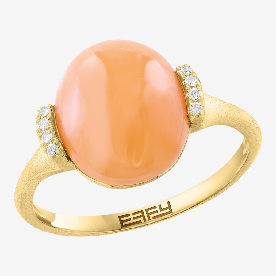 Image 755624.jpg, Product 755-624 / Price $1,749.99, EFFY 14K Yellow Gold Diamond & Coral Ring from Effy Jewellery on TSC.ca's Jewellery department