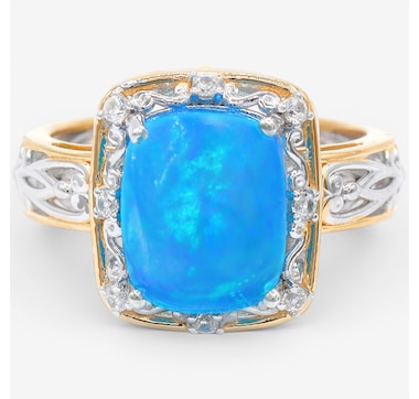 Gems En Vogue Palladium Silver Opal &amp; White Zircon Ring