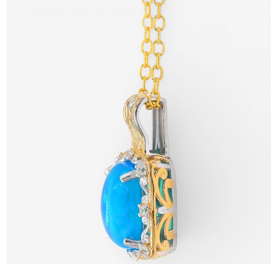 Image 755738_ALTMORE1.jpg, Product 755-738 / Price $299.99, Gems En Vogue Palladium Silver Opal & White Zircon Pendant With Chain from Gems En Vogue on TSC.ca's Jewellery department