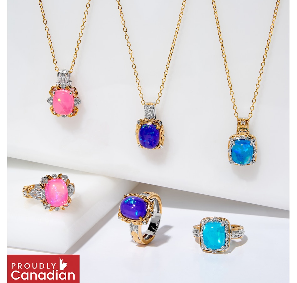 Image 755738_ALTMORE100.jpg, Product 755-738 / Price $299.99, Gems En Vogue Palladium Silver Opal & White Zircon Pendant With Chain from Gems En Vogue on TSC.ca's Jewellery department