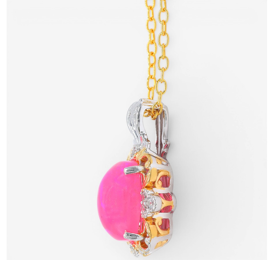 Image 755738_ALTMORE3.jpg, Product 755-738 / Price $299.99, Gems En Vogue Palladium Silver Opal & White Zircon Pendant With Chain from Gems En Vogue on TSC.ca's Jewellery department