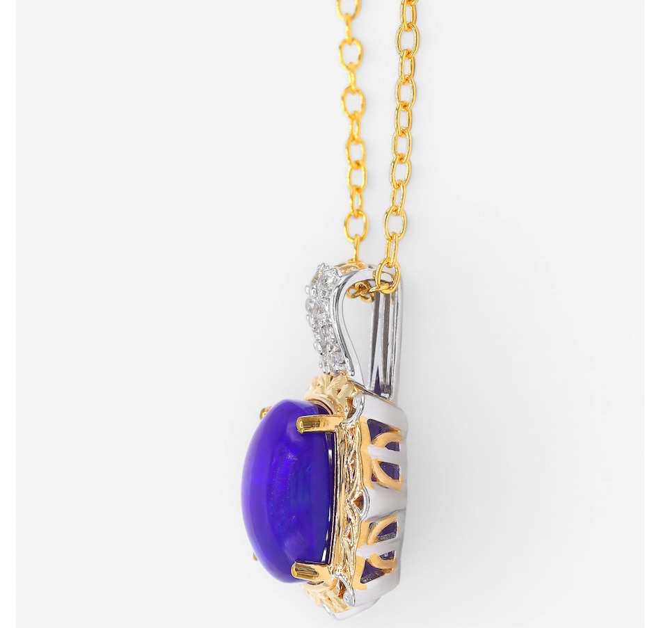 Image 755738_ALTMORE5.jpg, Product 755-738 / Price $299.99, Gems En Vogue Palladium Silver Opal & White Zircon Pendant With Chain from Gems En Vogue on TSC.ca's Jewellery department