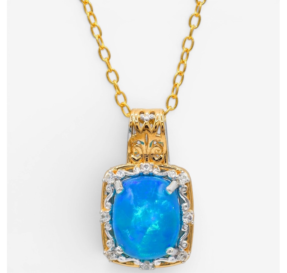 Image 755738_PAOP.jpg, Product 755-738 / Price $299.99, Gems En Vogue Palladium Silver Opal & White Zircon Pendant With Chain from Gems En Vogue on TSC.ca's Jewellery department
