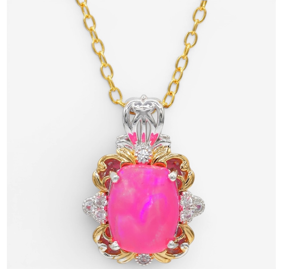 Image 755738_PKOP.jpg, Product 755-738 / Price $299.99, Gems En Vogue Palladium Silver Opal & White Zircon Pendant With Chain from Gems En Vogue on TSC.ca's Jewellery department