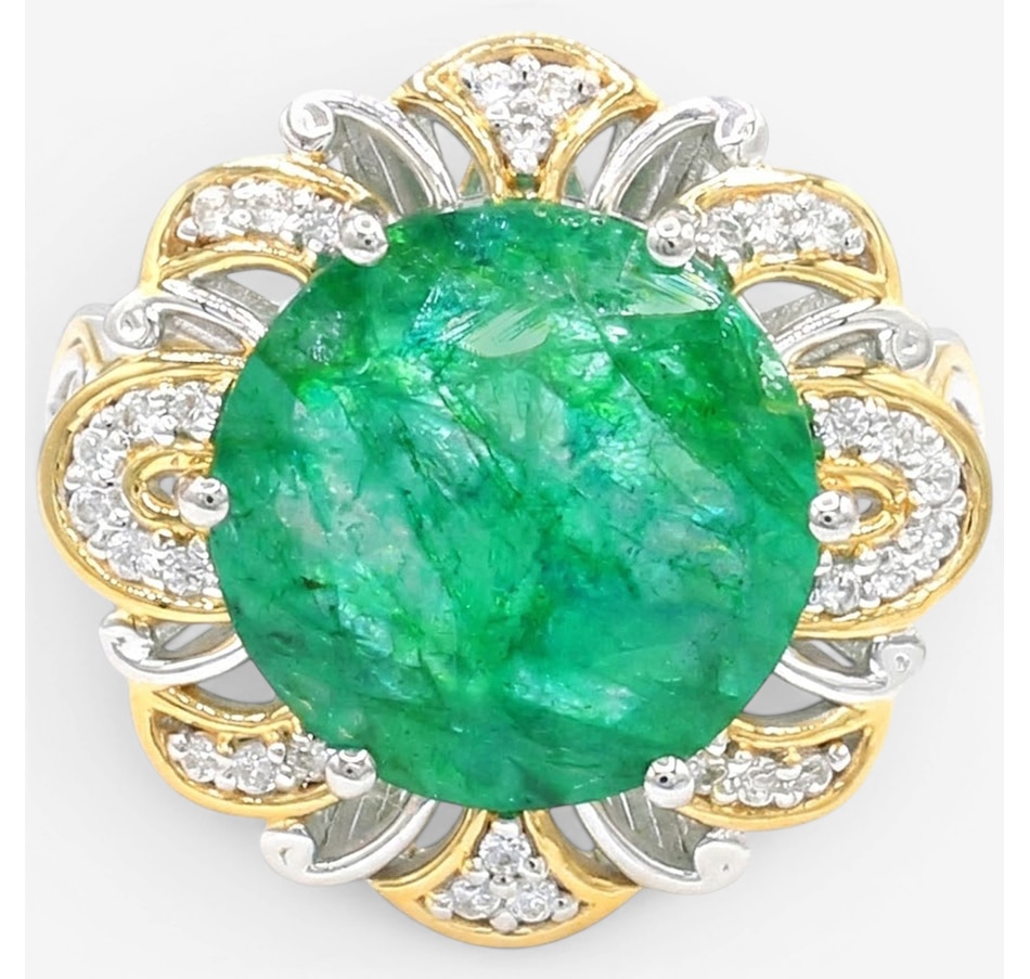 Image 755739.jpg, Product 755-739 / Price $399.99, Gems En Vogue Palladium Silver Zambian Emerald & White Zircon Ring from Gems En Vogue on TSC.ca's Jewellery department