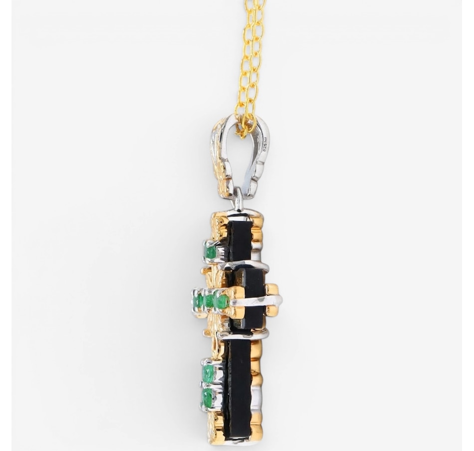 Image 755742_ALTMORE1.jpg, Product 755-742 / Price $379.99, Gems En Vogue Palladium Silver Black Onyx & Zambian Emerald Cross Pendant With Chain from Gems En Vogue on TSC.ca's Jewellery department