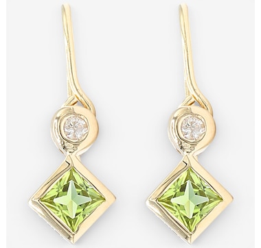 Gems En Vogue 14K Yellow Gold Peridot &amp; Diamond Earrings
