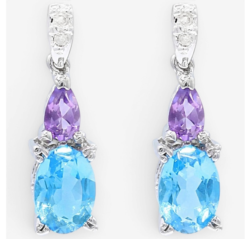Image 755748.jpg, Product 755-748 / Price $599.99, Gems En Vogue 14K White Gold Aqua Blue Topaz, Amethyst & Diamond Earrings from Gems En Vogue on TSC.ca's Jewellery department