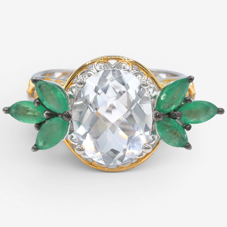 Image 755753.jpg, Product 755-753 / Price $399.99, Gems En Vogue Palladium Silver Clear Quartz & Grizzly Emerald Ring from Gems En Vogue on TSC.ca's Jewellery department