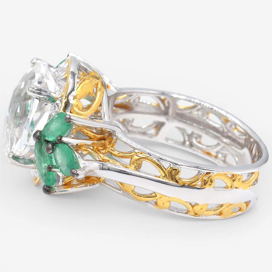 Image 755753_ALTMORE1.jpg, Product 755-753 / Price $399.99, Gems En Vogue Palladium Silver Clear Quartz & Grizzly Emerald Ring from Gems En Vogue on TSC.ca's Jewellery department
