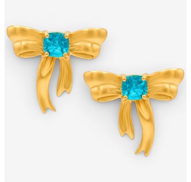 Gems En Vogue Palladium Silver Paraiba Topaz Bow Earrings