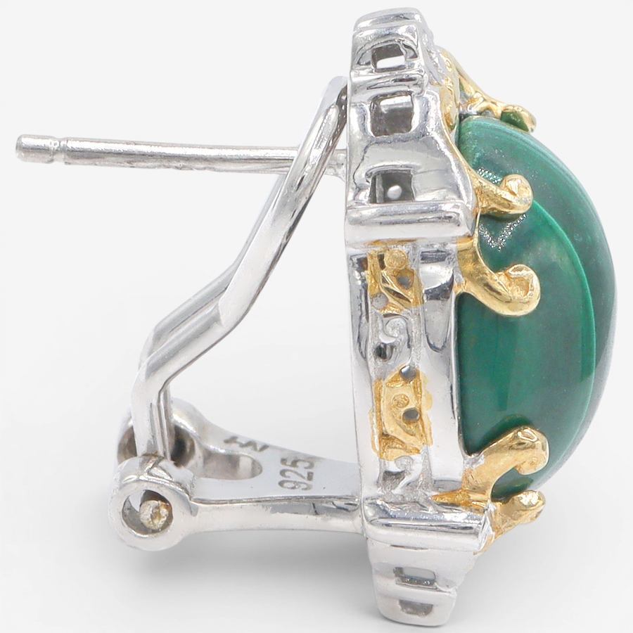 Image 755758_ALTMORE1.jpg, Product 755-758 / Price $229.99, Gems en Vogue Palladium Silver Malachite Omega Back Oval Stud Earrings from Gems En Vogue on TSC.ca's Jewellery department