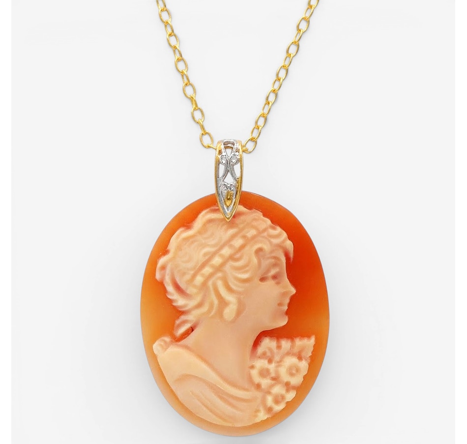 Image 755765.jpg, Product 755-765 / Price $129.99, Gems En Vogue Palladium Silver Small Lady Cameo Pendant With Chain from Gems En Vogue on TSC.ca's Jewellery department