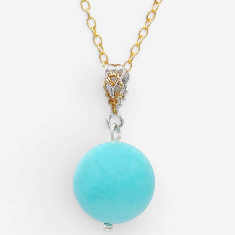Image 755767.jpg, Product 755-767 / Price $114.99, Gems En Vogue Palladium Silver Amazonite Bead Pendant With Chain from Gems En Vogue on TSC.ca's Jewellery department