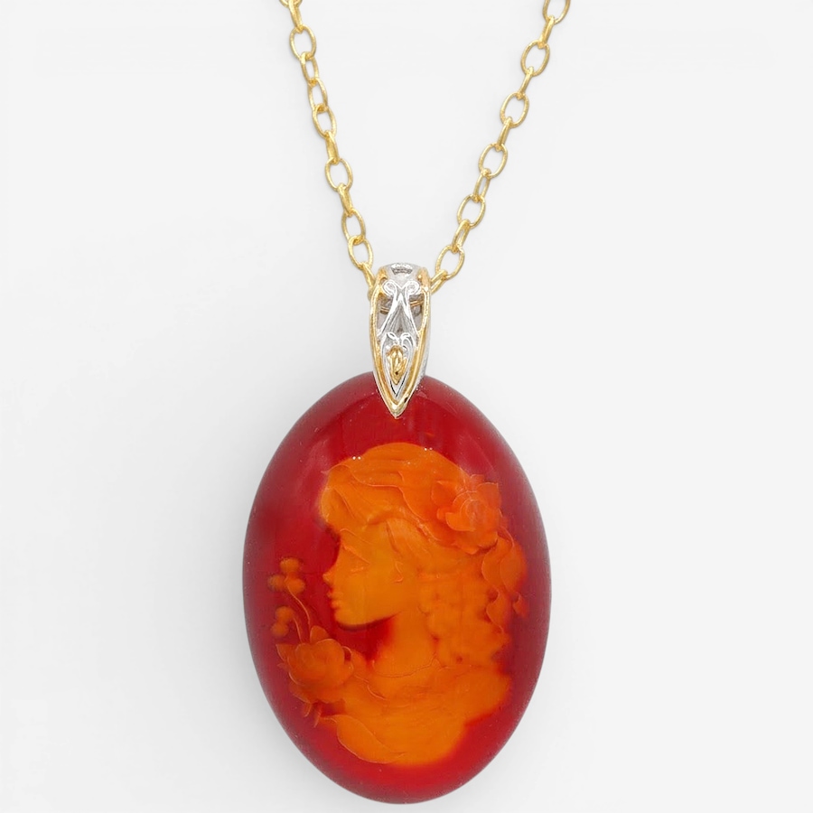 Image 755771.jpg, Product 755-771 / Price $199.99, Gems En Vogue Palladium Silver Carved Amber Pendant With Chain from Gems En Vogue on TSC.ca's Jewellery department