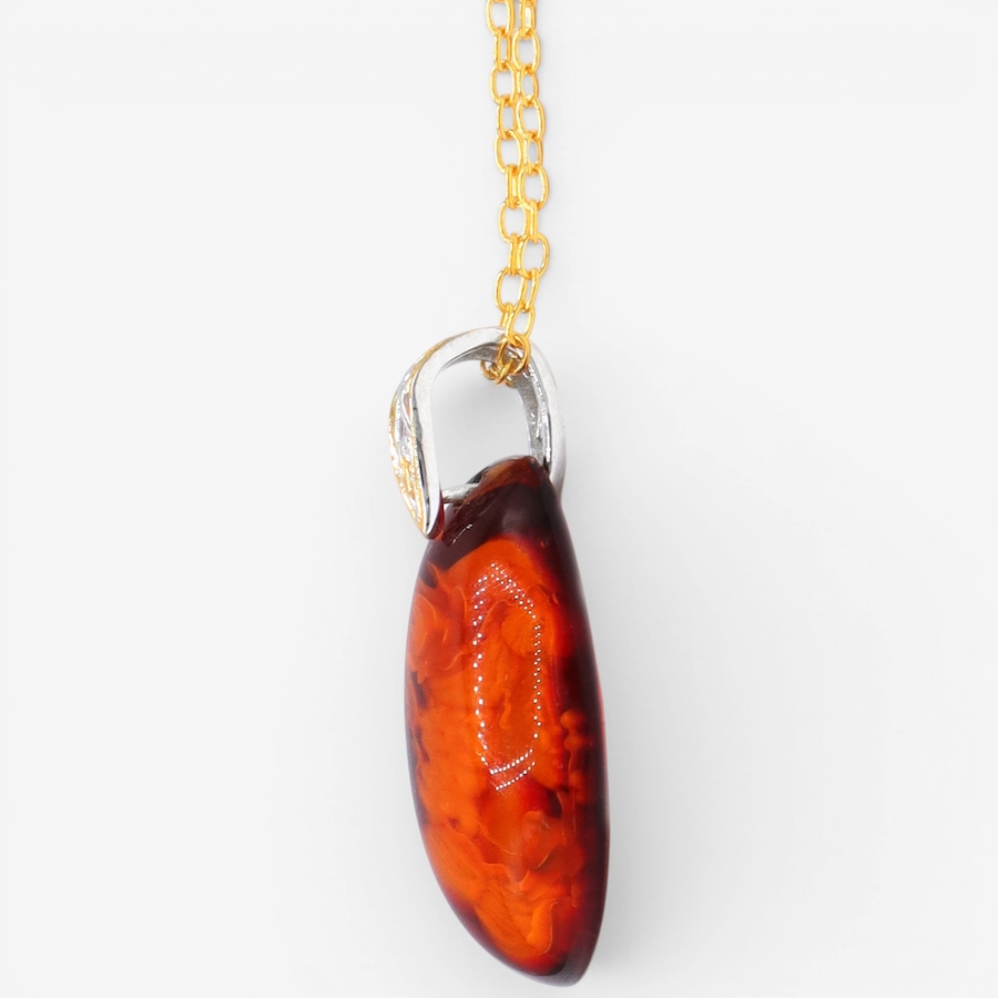 Image 755771_ALTMORE1.jpg, Product 755-771 / Price $199.99, Gems En Vogue Palladium Silver Carved Amber Pendant With Chain from Gems En Vogue on TSC.ca's Jewellery department